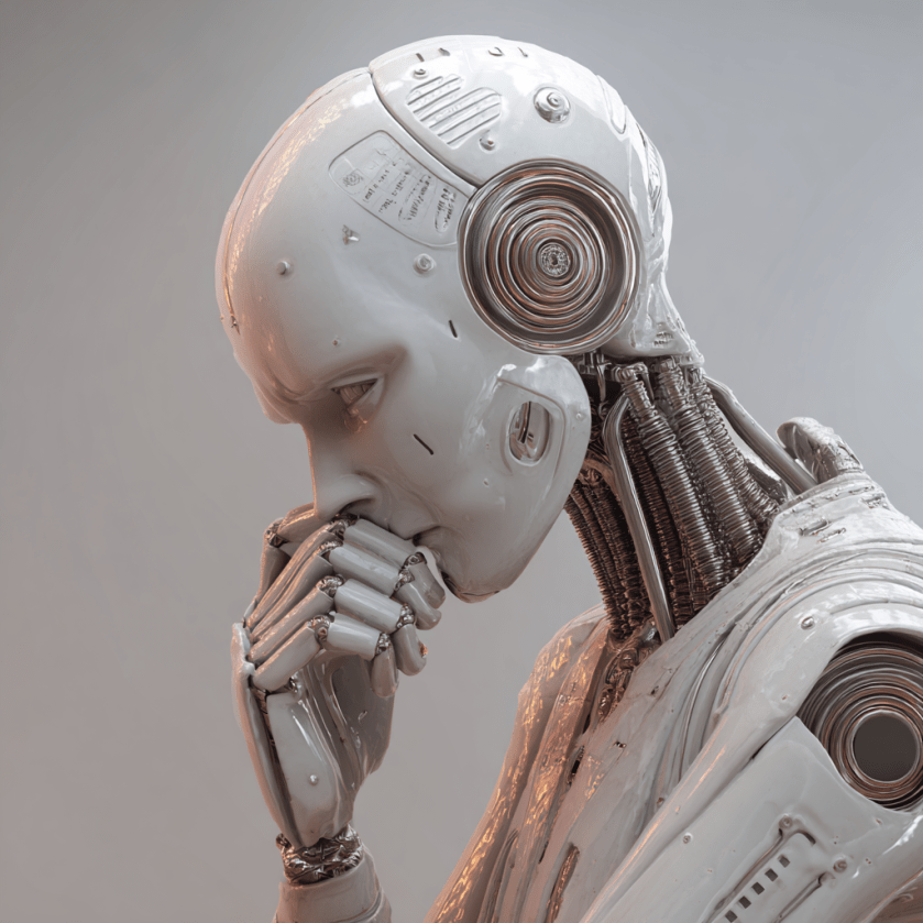 An AI Robot confused by impossible prompts.